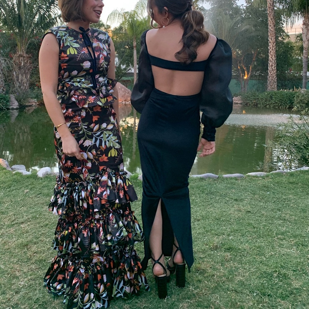 ASOS long sleeve backless evening dress 4